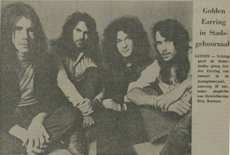 Golden Earring show June 02 1972 Leiden - stadsgehoorzaal newspaper announcement Leidse Courant May 31, 1972